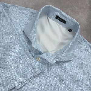 Turtleson Performance Golf Polo Shirt Geometric Print 2XL Blue White Mens